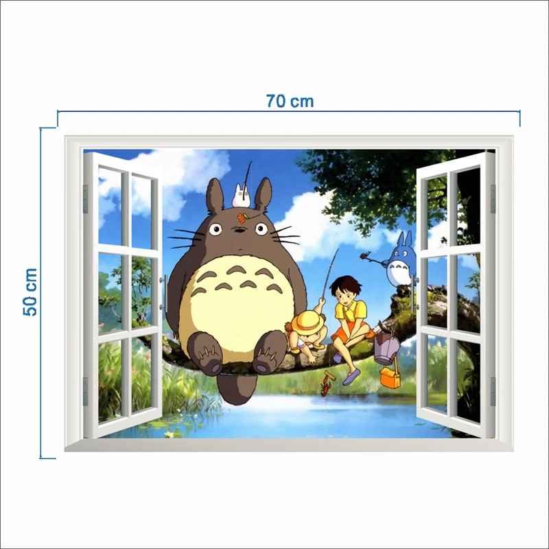 

My Neighbor Totoro Wall Stickers For Kids Room Home Decoration Anime Animal Mural Art Cartoon 3d Window Wall Decals Movie Poster