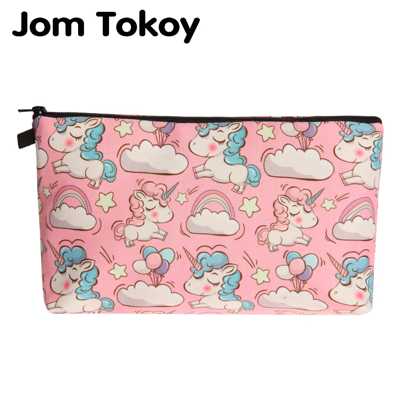 

Jom Tokoy New fashion cosmetic organizer bag unicorn Heat Transfer Printing Cosmetic Bag Fashion Women Brand makeup bag