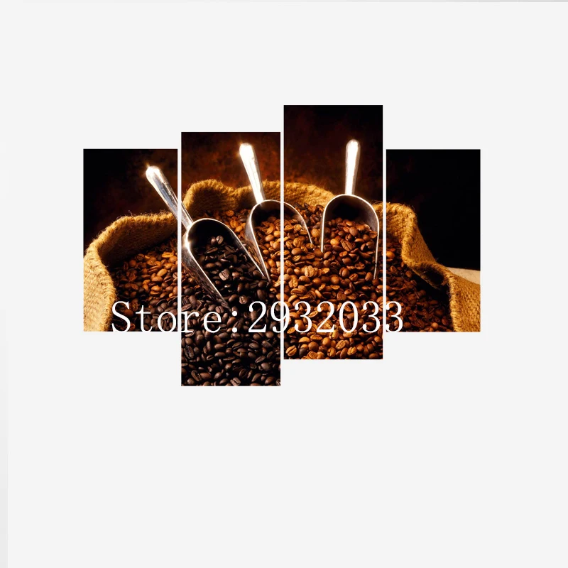 

4 Panels Canvas Painting Fragrant Coffee Beans Print Painting Coffee Painting Wall Art Picture Kitchen Cafe Wall Decoration