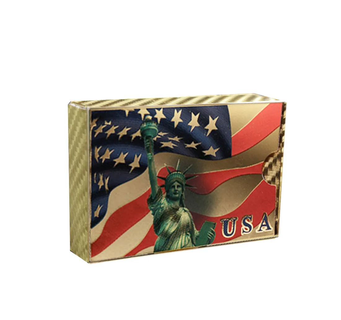 Настольная игра подарки 24k Золотая фольга игральная карта США Liberty Poker Card
