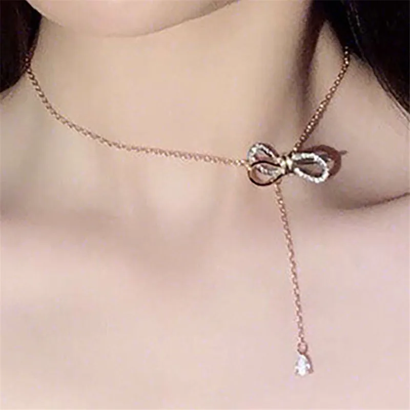 

Женское Ожерелье с кисточкой и бантом из циркона