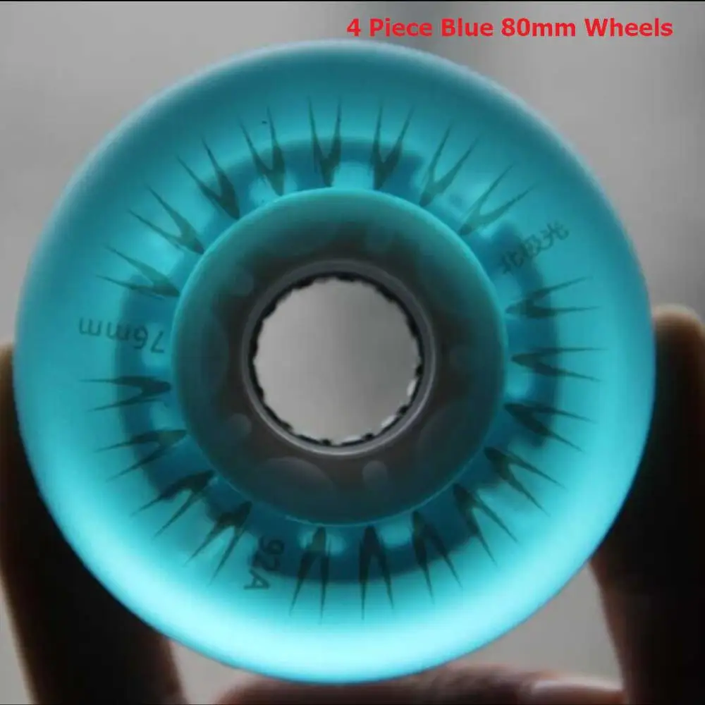 4 Piece Blue 80mm SzBlaZe 4 шт. 92A светодиодные мигающие встроенные колеса для коньков 72 мм 76 мм 80 мм PU раздвижные колеса для волновой доски, колесико для уличного серфинга - Цвет: 4 Piece Blue 80mm