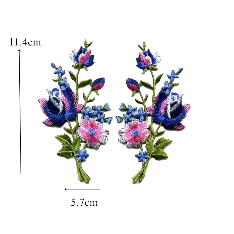 2 шт. симметричные патчи с цветочной вышивкой утюгом Значки для сумок джинсов