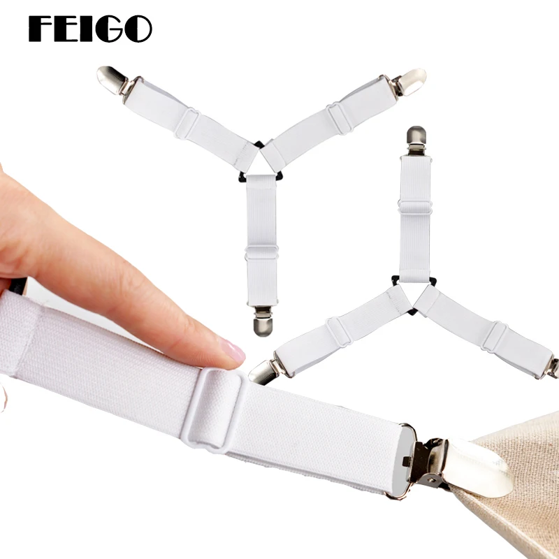 

FEIGO Multi-Purpose 4 Loaded Stretch Sheets Fasteners Sheets Blanket Sofa Cover Slip Belt Bedding Anti-Slip Fixed Gadgets F279