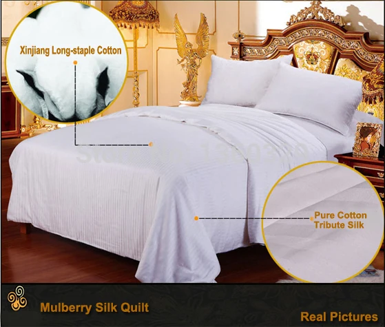 

100% Mulberry Silk Comforter Thick Comforters Handmade Winter Silk Quilts Yellow colcha Queen edredon Quilted Bedspread King