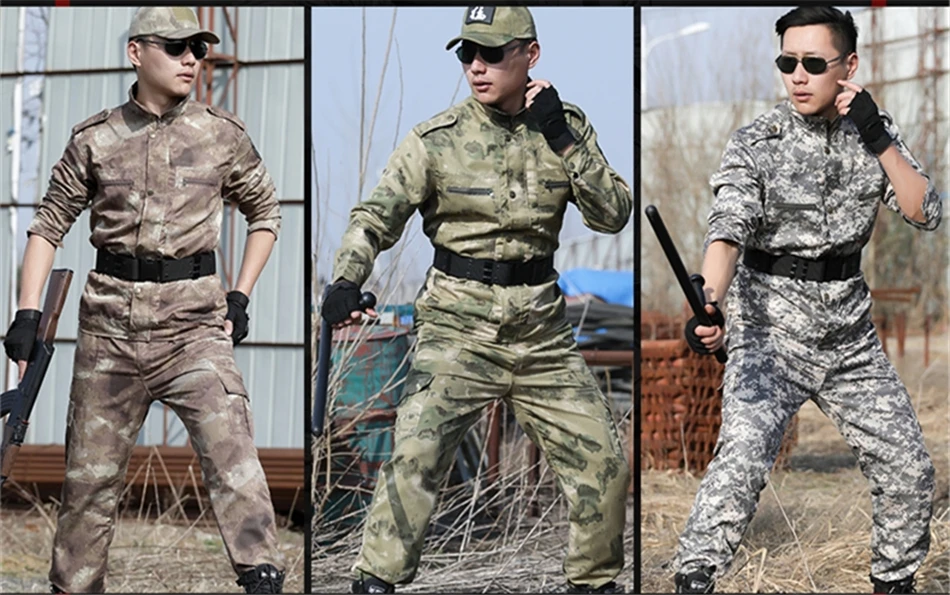 Уличная армейская военная форма, тактика, камуфляжная Мужская одежда, спецназ, боевая рубашка, военный тренировочный комплект одежды