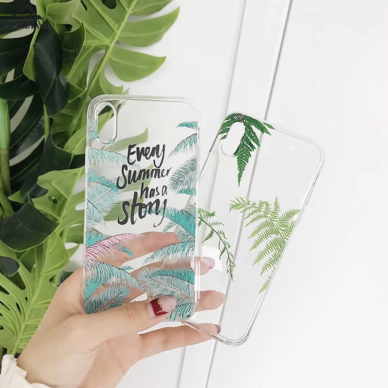 Lizardhill ins/модные стиль зеленые листья Чехлы ТПУ телефон для iphone 7 Чехол 6s 8 plus x