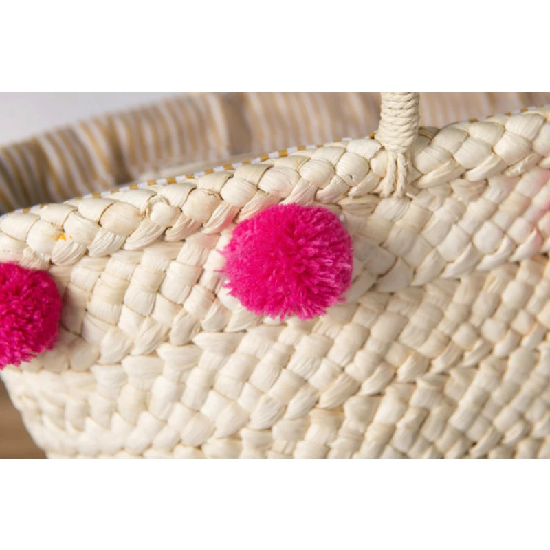 Женская соломенная сумка ручной работы плетеная пляжная с верхними ручками