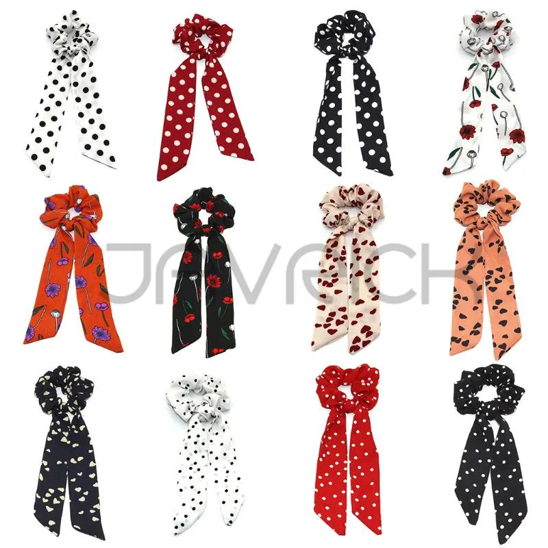 12 цветов Корейская летняя веревка для волос Женская винтажная Цветочная тесемка