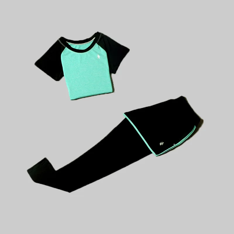 2 piece set-Green Бесшовный спортивный бюстгальтер, комплект для женщин, спортивный костюм, спортивная женская одежда для фитнеса, пуш-ап, высокий бюстгальтер+ спортивная женская одежда для бега - Цвет: 2 piece set-Green