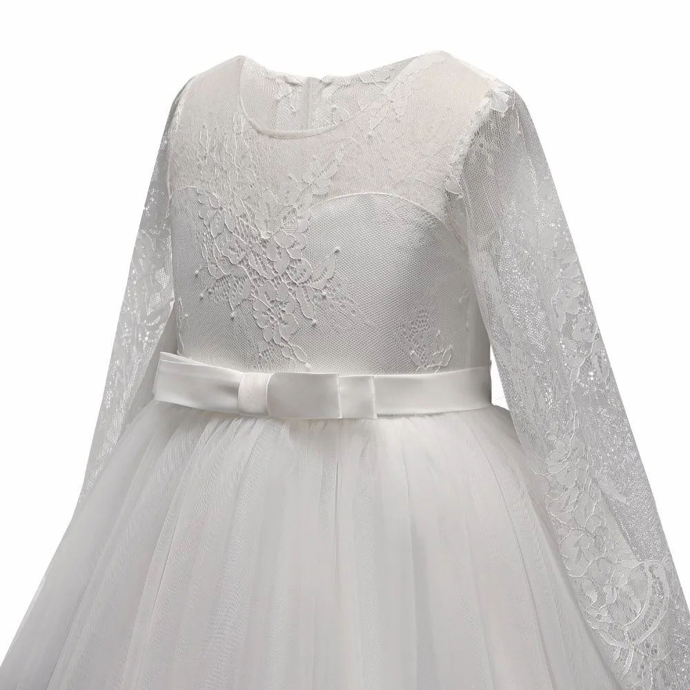 Летнее элегантное платье для маленьких девочек роскошное белое кружевное