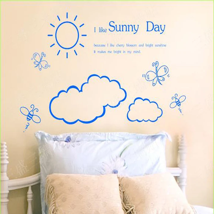 Распродажа 2016 самодельные наклейки на стену в виде солнца и облака для детской