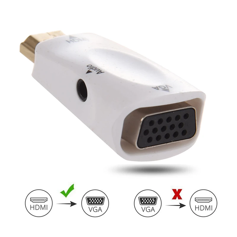 White 1080 P HDMI к VGA Женский адаптер видео конвертера с аудио Выход N3 - Цвет: White