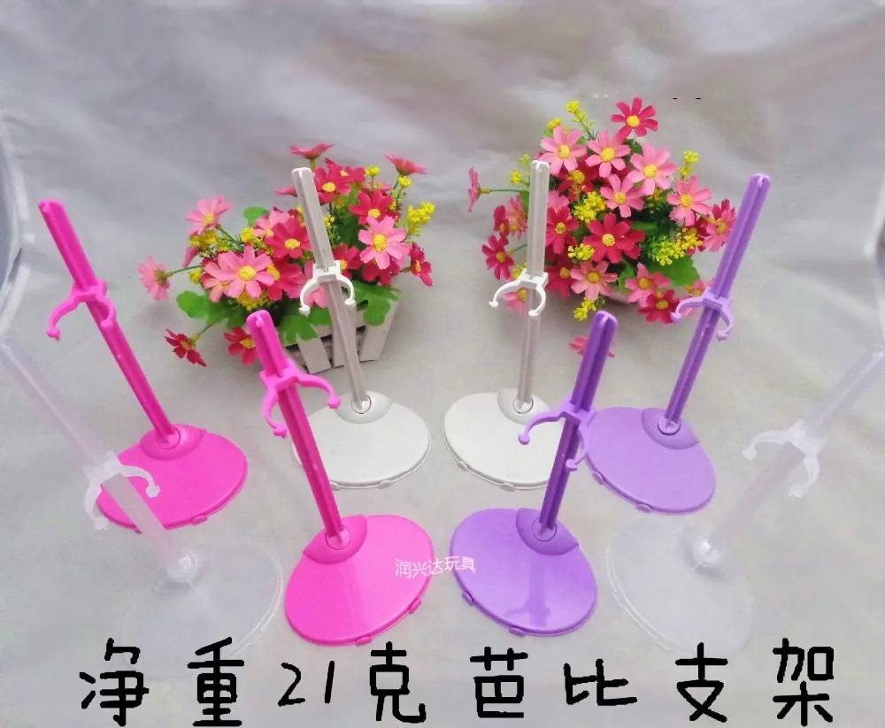 

Wholesale 100PCS/LOT Mini Dolls Accessories Plastic Mixed Colors Holder Doll Stand Lot