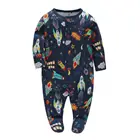 Комбинезоны для новорожденных 0-3 месяцев, одежда для малышей, комбинезон для мальчиков и девочек, Пижама для новорожденных с длинным рукавом, хлопковый комбинезон для новорожденных с мультяшным принтом