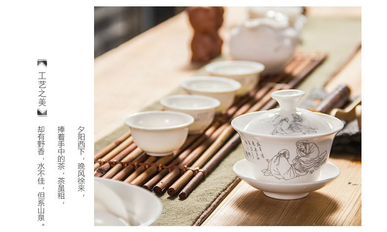Китай Ручная роспись Чайный сервиз белый фарфор Gaiwan чайный фарфоровый горшок набор для путешествий