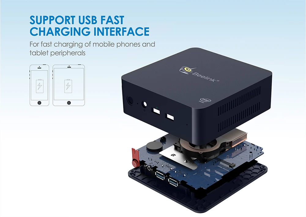 Beelink L55 Мини ПК Intel Broadwell I3-5005U Intel HD graphics 5500 с возможностью расширения 8 ГБ 512 ГБ SSD 2,4 ГГц 5,8 ггц WiFi 1000 Мбит/с