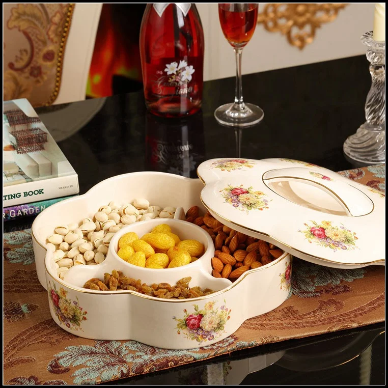 

Europe ceramic dried fruit Candy Storage Box dish Dessert Snack Salad plate home tea table decor wedding decoration figurine