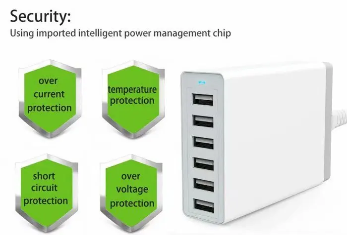Сетевое зарядное устройство с 6 USB портами 1 5 м 50 Вт В 10 А|Зарядные устройства| |