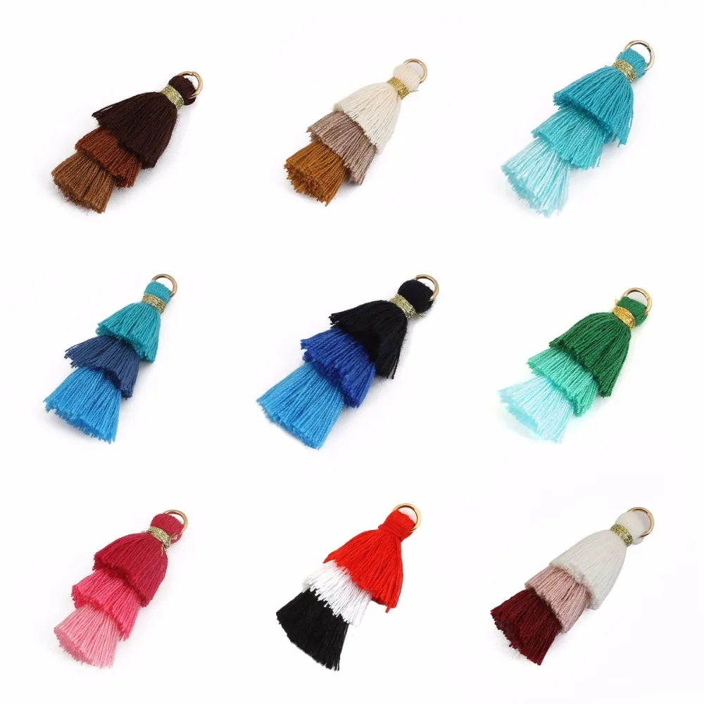 

10pcs/bag Polyester Cotton Silk Charms with Jump Ring Tassels for DIY Earring Necklace Fashion Jewelry Making Handmade Findings