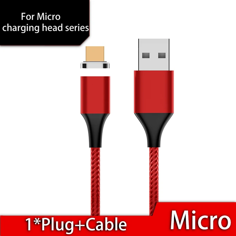 Магнитный usb-кабель 3A type C для быстрой зарядки, кабель Micro USB, магнитное зарядное устройство, usb-кабель iOS для samsung iPhone, Xiaomi, huawei, зарядка - Цвет: Red Micro Cable