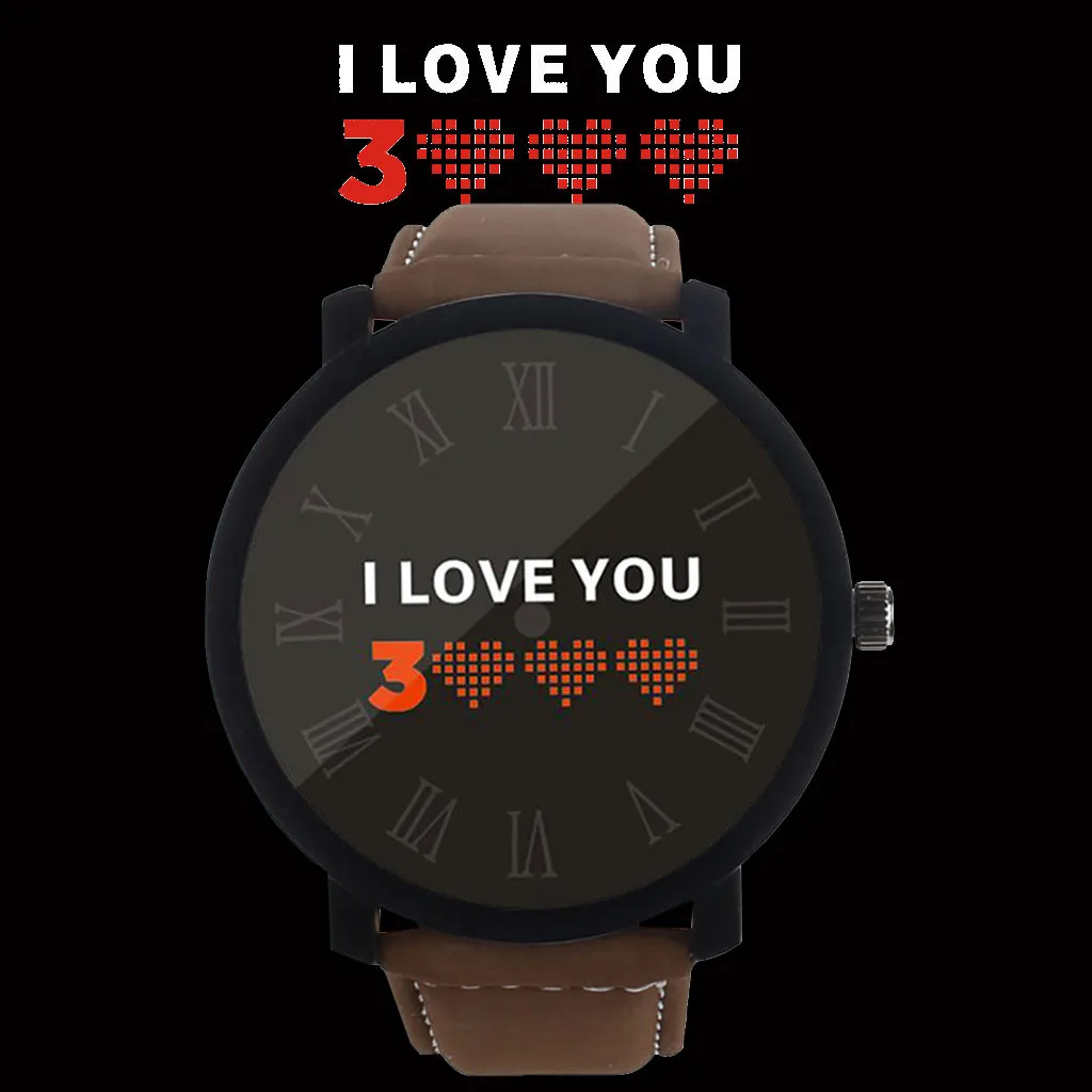 Мужские часы от топ бренда роскошные I LOVE YOU 3000 модные кварцевые простой кожаный