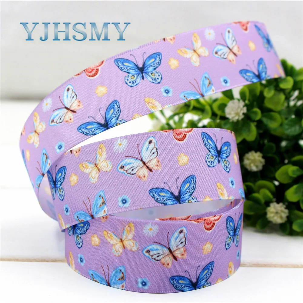 YJHSMY D 17306 1140 10 ярдов 25 мм с принтом бабочки атласная лента свадебные аксессуары