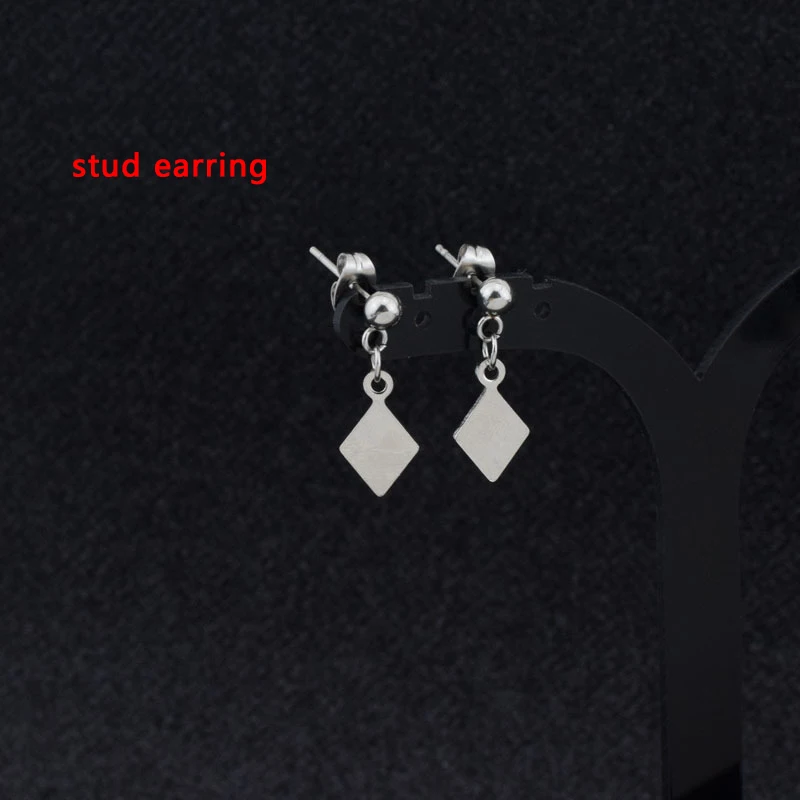 Rhombus stud earring Для женщин обувь для девочек в стиле «панк» Серьги Нержавеющая сталь с изображением крестообразной звезды мира кролик лезвие кулон, серьги с подвеской Для мужчин в стиле «Рок», «хип-хоп» для фотосъемки в стиле гранж с изображением Ушная клипса - Окраска металла: Rhombus stud earring