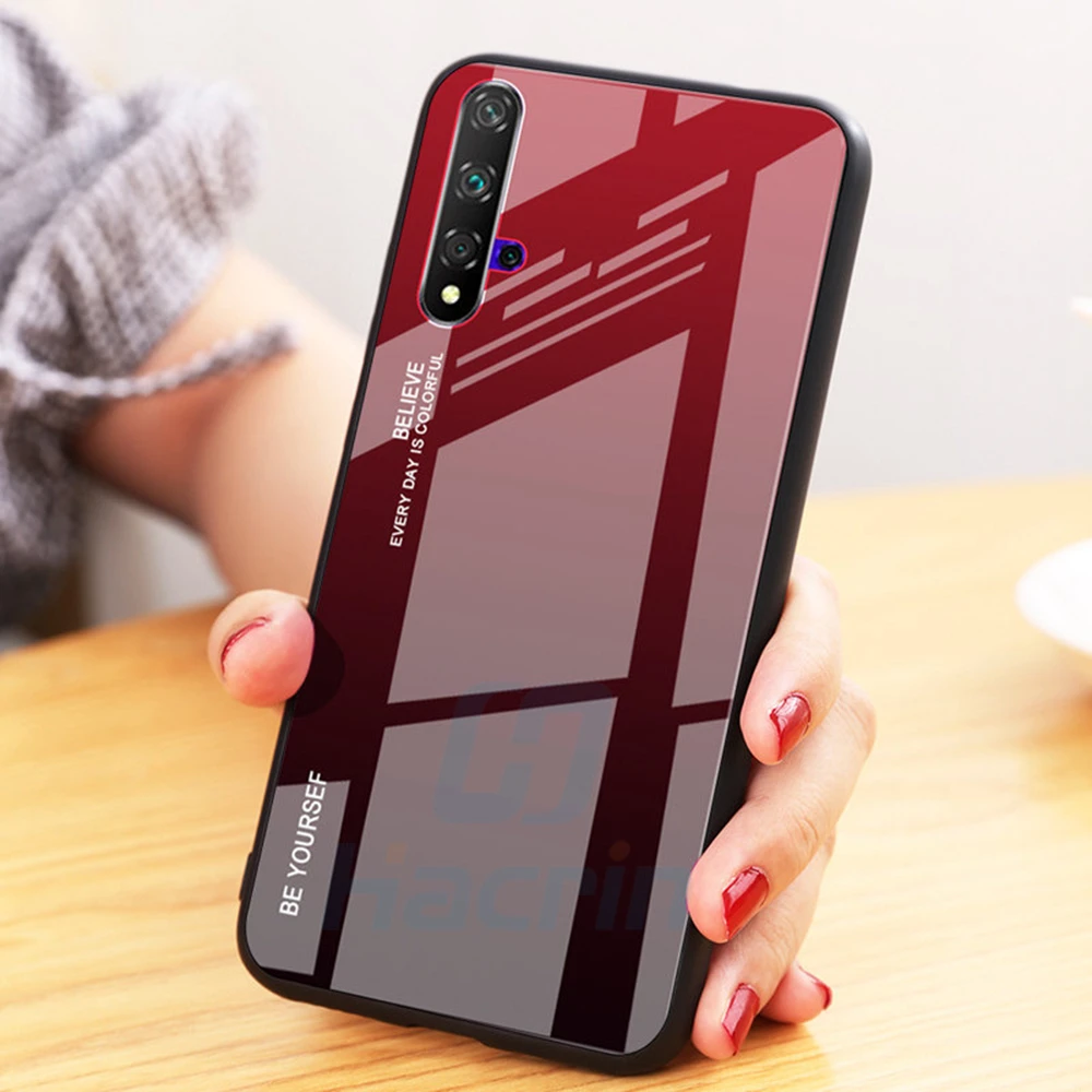 Чехол Hacrin для huawei Honor 20 Pro, чехол из мягкого ТПУ с градиентом, закаленное стекло, бампер, твердая задняя крышка для huawei Honor 20, чехол