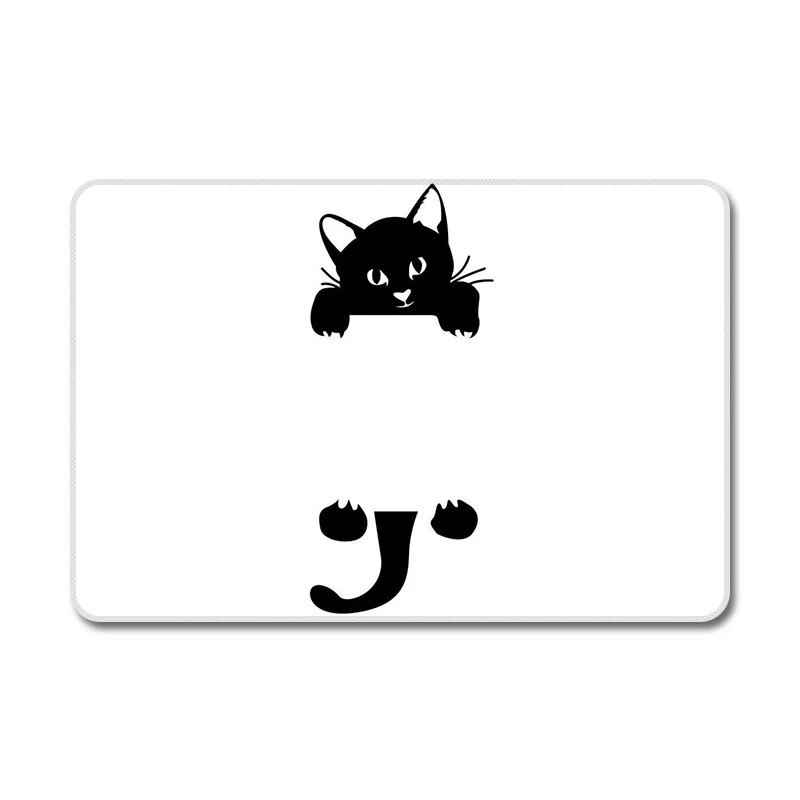 Черный кот котенок мультфильм аниме крутой дизайн Натуральная Резина Настольный коврик для мыши для ноутбука компьютерный корпус коврик для мыши коврик - Цвет: Белый