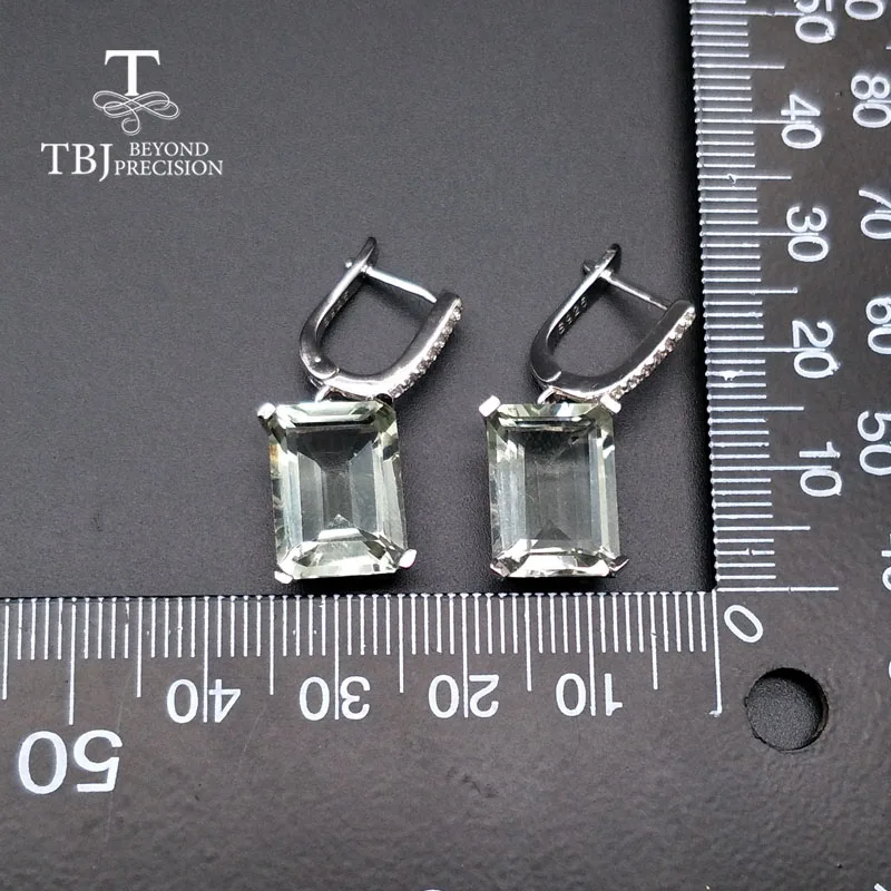 TBJ, зелёные аметистовые серьги, серьги из Празиолита, натуральный драгоценный камень, серебро 925 пробы, хорошее ювелирное изделие для женщин, Подарок на годовщину