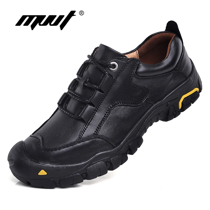 Мужская обувь из натуральной кожи MVVT черная Повседневная Водонепроницаемая