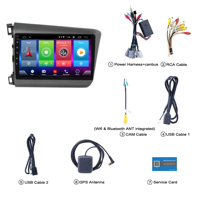 Автомобильный Android 8,1 мультимедийный плеер для Honda Civic LHD 2012-15 навигационное устройство GPS USB рулевое колесо bluetooth управление Поддержка