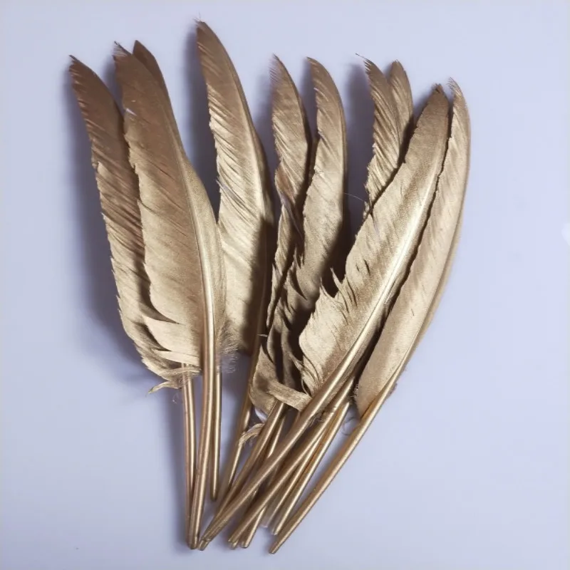 

New !Free shipping 20pcs/lot Beautiful Gold Goose Feather 12-14 Inches 30-35cm Wedding, Party ,Home ,Hairs DIY Decoration