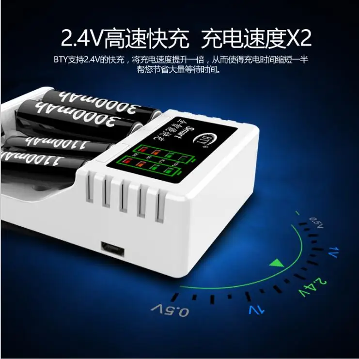 

10 шт. BTY 704A 3 перезаряжаемые Аккумуляторы AA AAA зарядное устройство USB 2,4 в быстрое зарядное устройство с USB-кабелем