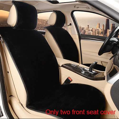 Front seats Black 2 шт. зимние толстые плюшевые подушки для автомобильных ушей, теплые/O SHI автомобильные мягкие чехлы для сидений, чувствовать себя комфортно - Название цвета: Front seats Black