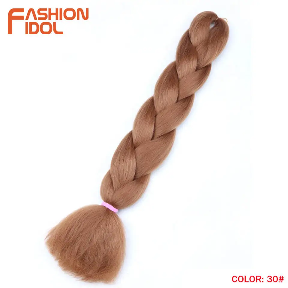 FASHION IDOL Synthetic Braiding Hair Ombre Kanekalon 24 Inch 100g/Pack Blonde Grey Crochet Braids Hair Extensions Jumbo Braids