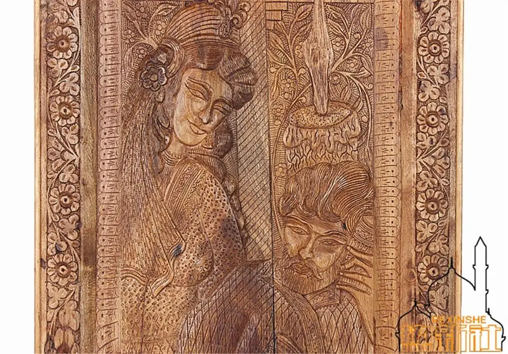 Импортированный Пакистан ручная резная древесина антикварная фигурка живопись