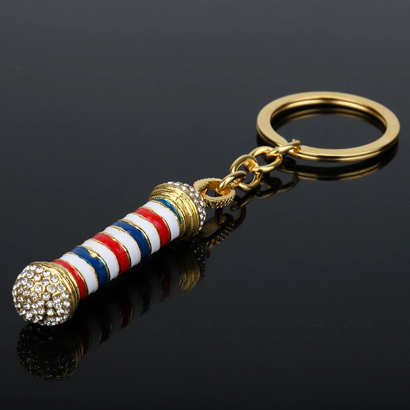 Barber Shop Pole 3D Chain Choker Keychain Hip Hop KeyChain Inlaid crystal | Украшения и аксессуары