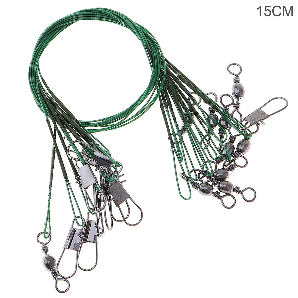 

20pcs 15cm Anti-bite Fishing Lead Line Rope Wire Fishing Tackle Lures Line Green Fishing Leader Trace Spinner Shark expert