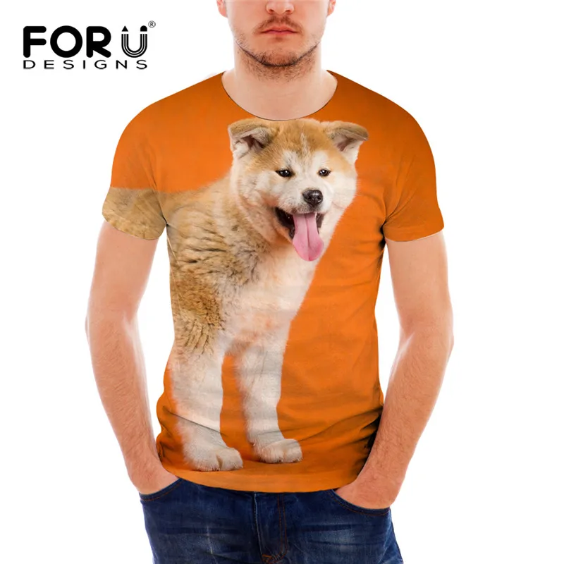 FORUDESIGNS/Мужская брендовая одежда повседневная футболка с 3D принтом Akita летняя