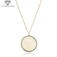 attractto fashion long gold round necklacespendants for women chain necklace charm crystal jewelry necklace female sne190004