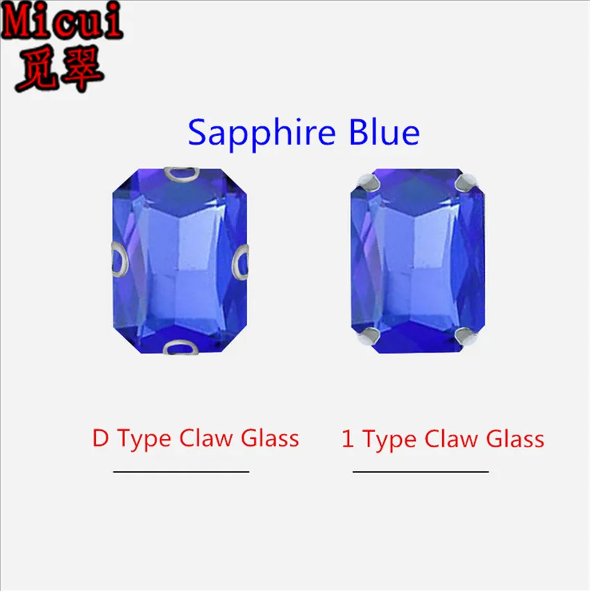 Sapphire Blue Micui Octangle стекло кристалл страз Швейные Стразы с коготь Кристалл пришить коготь стразы для свадьбы DIY MC1004 - Цвет: Sapphire Blue