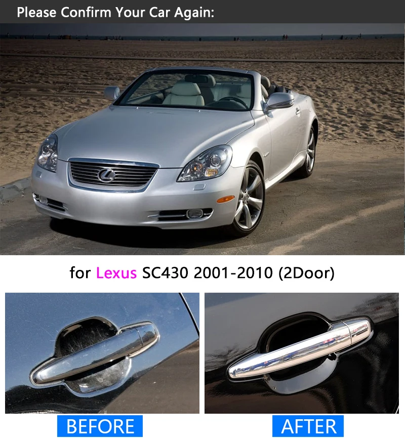 Роскошная хромированная накладка на ручку для Lexus SC430 2001 2010 комплект отделки 2003 2005