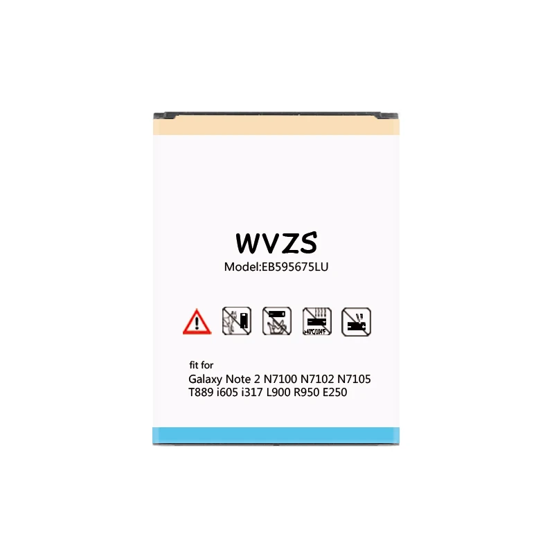 wvzs 4000mAh Battery For Samsung Galaxy Note 2 N7100 N7102 N7105 T889 i605 i317 L900 R950 E250 EB595675LU Replacement Batteries | Мобильные