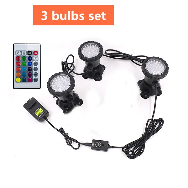 3 bulbs set Светодиодный подводный светильник s водонепроницаемый светильник RGB 36 светодиодный s подводный Точечный светильник для бассейна фонтаны пруд вода Сад Аквариум - Испускаемый цвет: 3 bulbs set