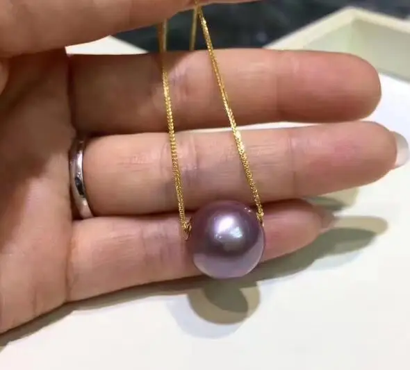 

Бесплатная доставка, Роскошные благородные украшения, идеальное качество AAA, подвеска из натурального фиолетового жемчуга 11-12 мм