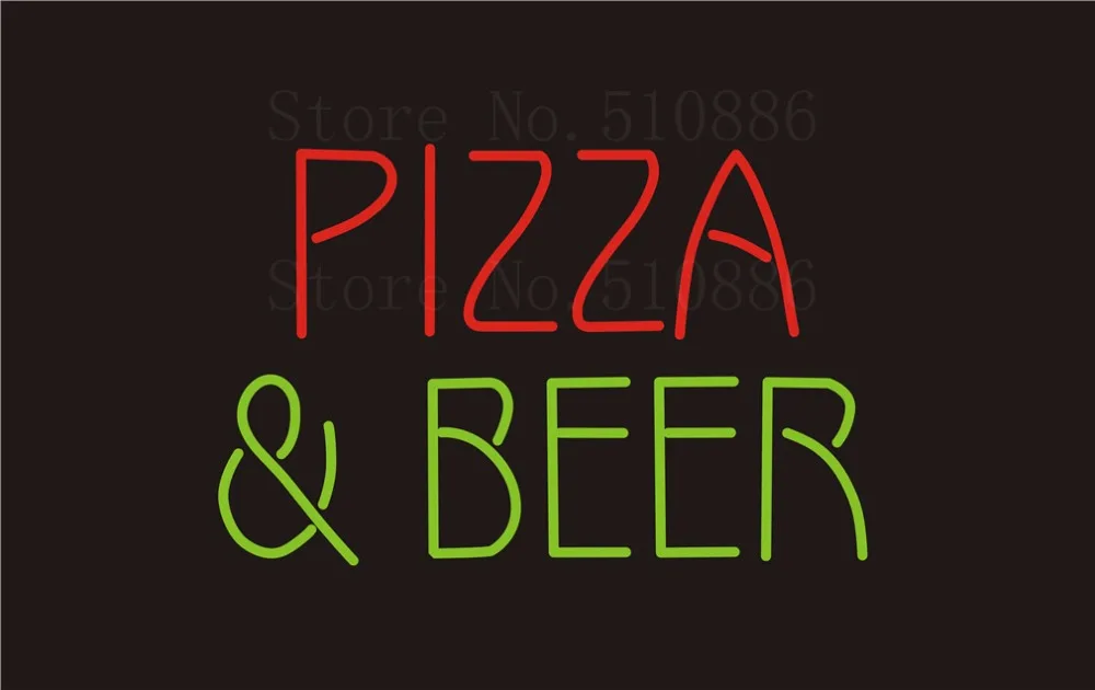 

Неоновые вывески на заказ для пиццы и пива, Настоящая стеклянная трубчатая вывеска для бара, паба, дисплей, декоративный светильник магазин...