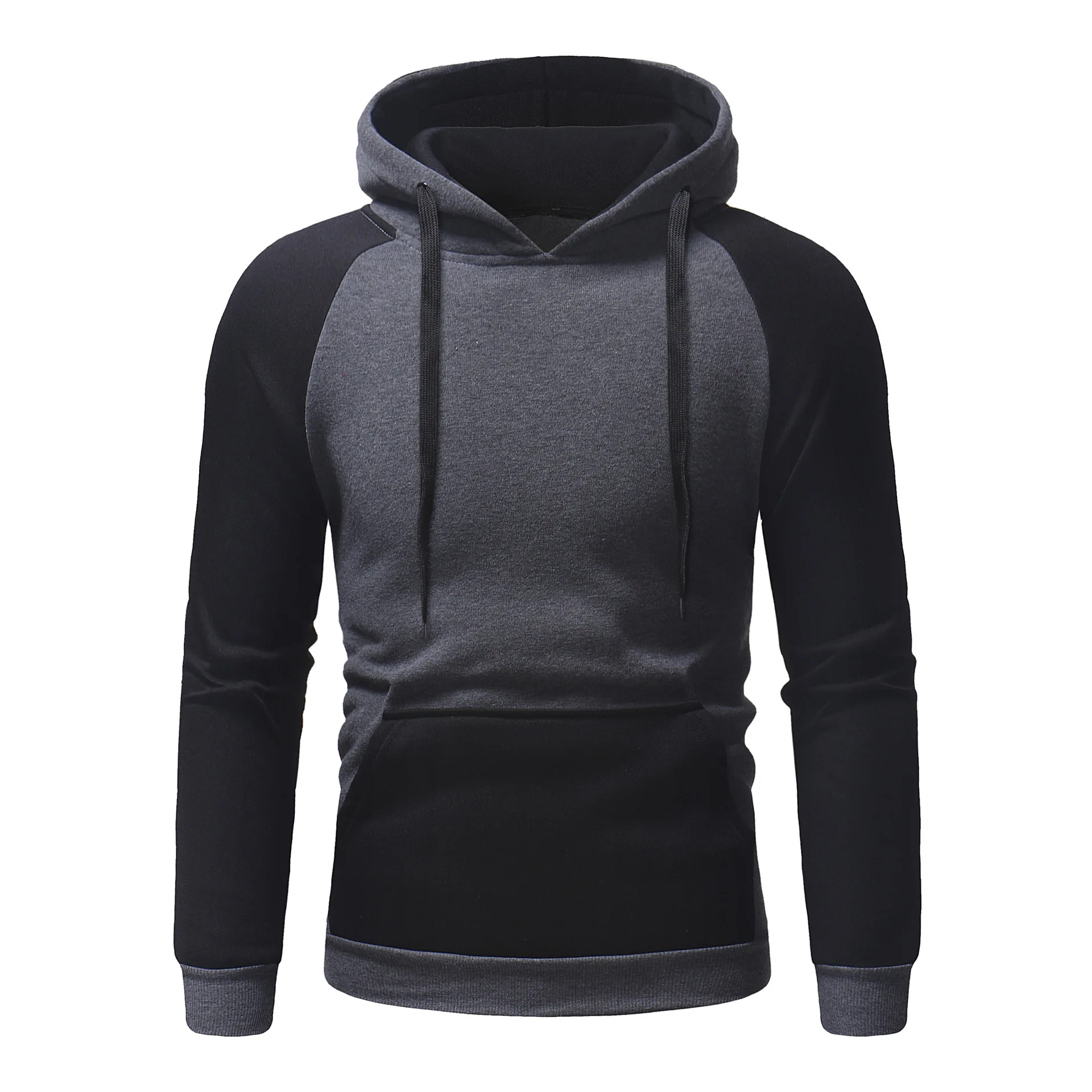 

Men's Spring Autumn Fashion Brand Pullover Solid Color Stitching Sweatshirts Clothing Street Dance Hip Hop Long Sleeve