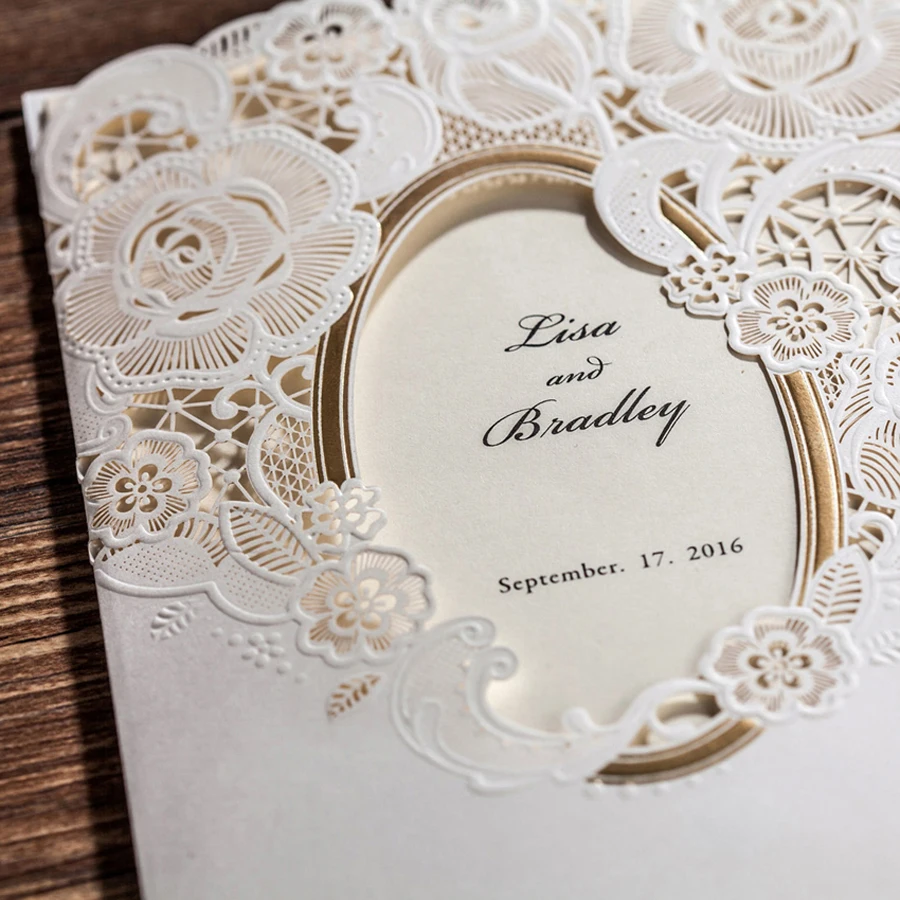 Wishmade 1pcs Laser Cut Wedding Invitations Card Elegant Hollow Floral Bridal Shower Blank Invites Cardstock with Envelope | Дом и сад